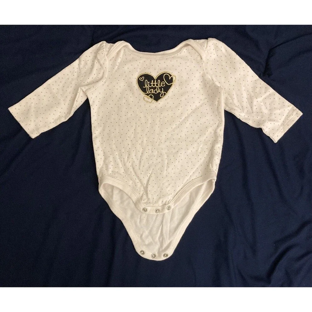 12 Months Jumping Beans baby girl clothes - long sleeve one piece | heart theme